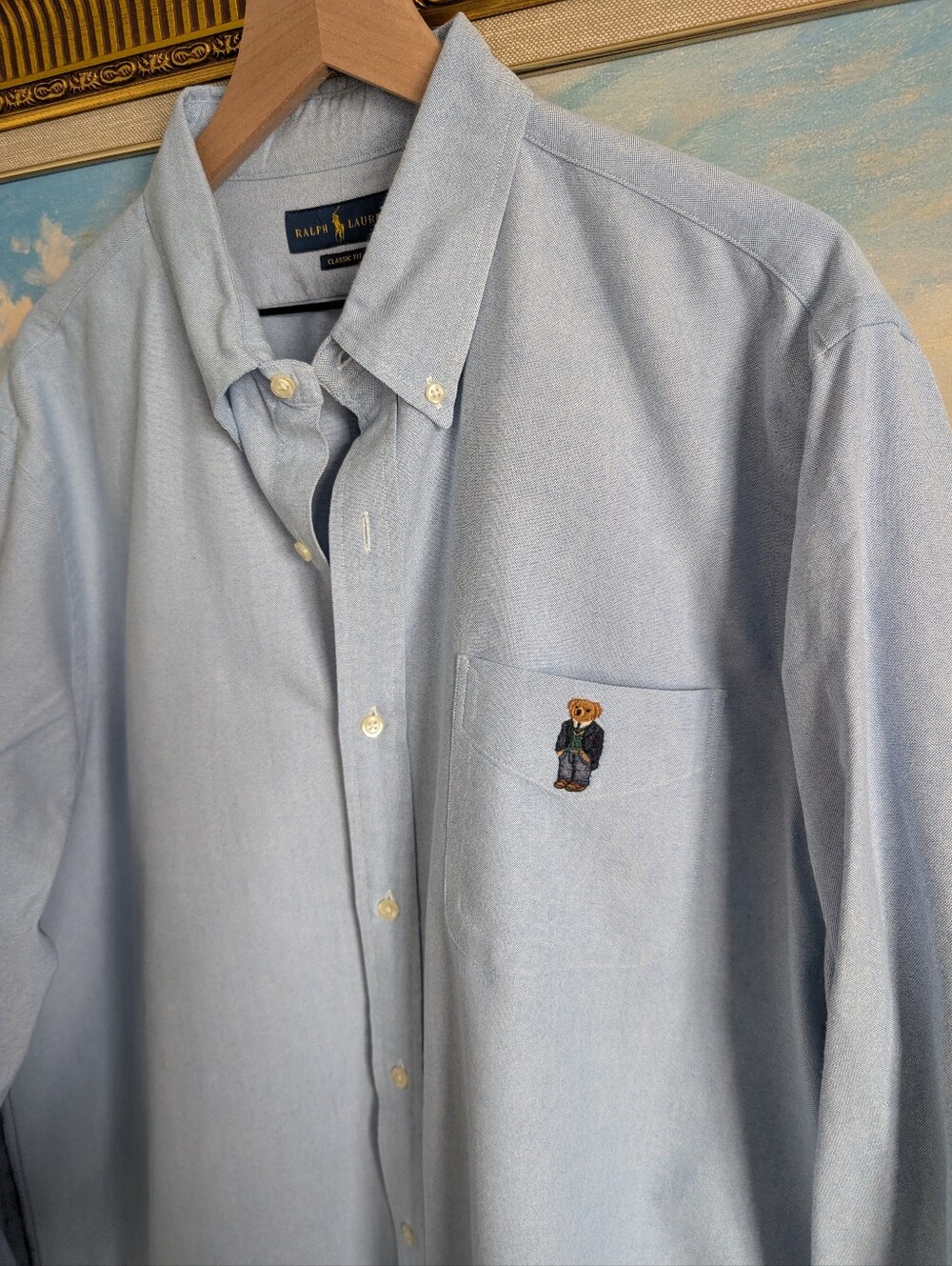 Ralph Lauren Light Blue Oxford Button-Down Shirt with Polo Bear Embroidery
